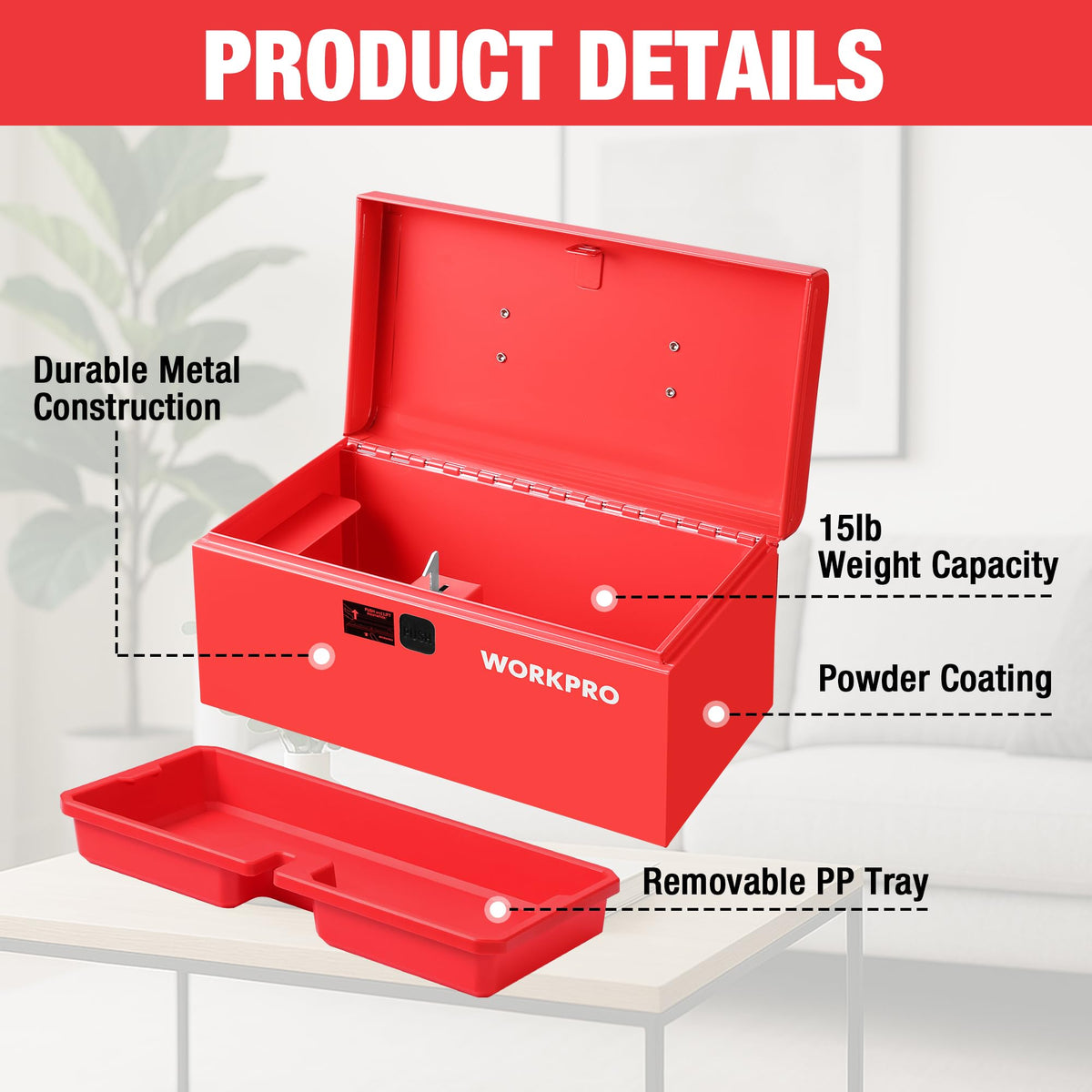 10.8" Mini Metal Tool Box with Removable Tray R75866
