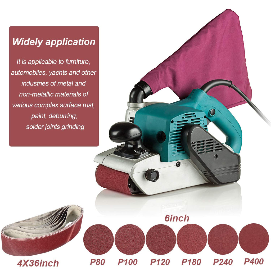 22 Pieces 4 x 36 In Sanding Belts and 6 In Self-Adhesive Discs Set R820