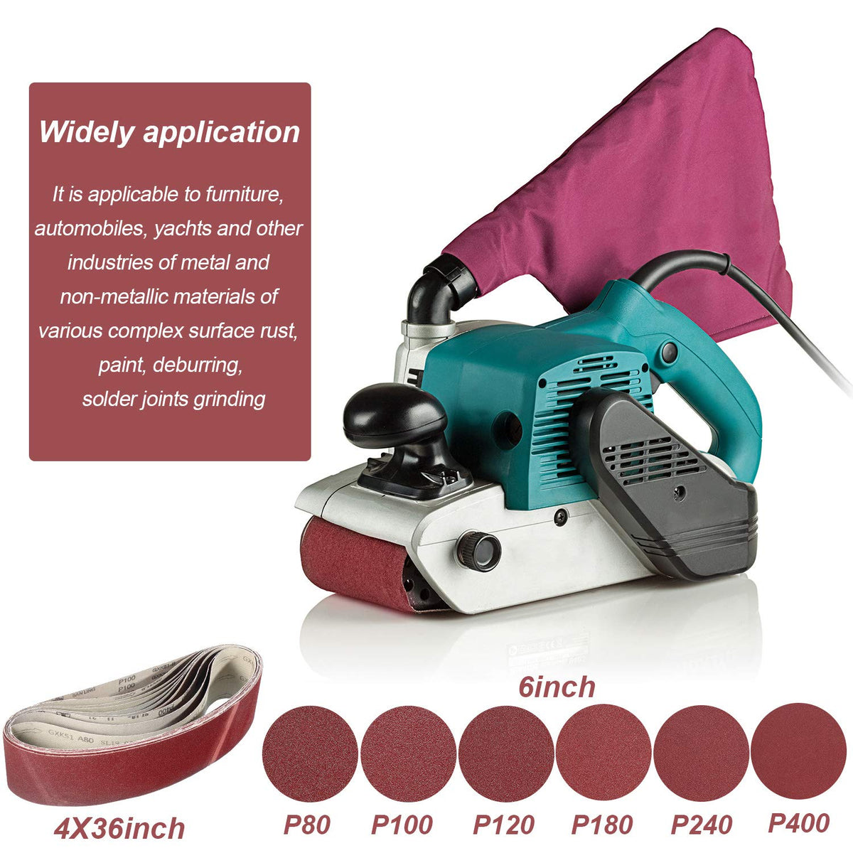 22 Pieces 4 x 36 In Sanding Belts and 6 In Self-Adhesive Discs Set R820