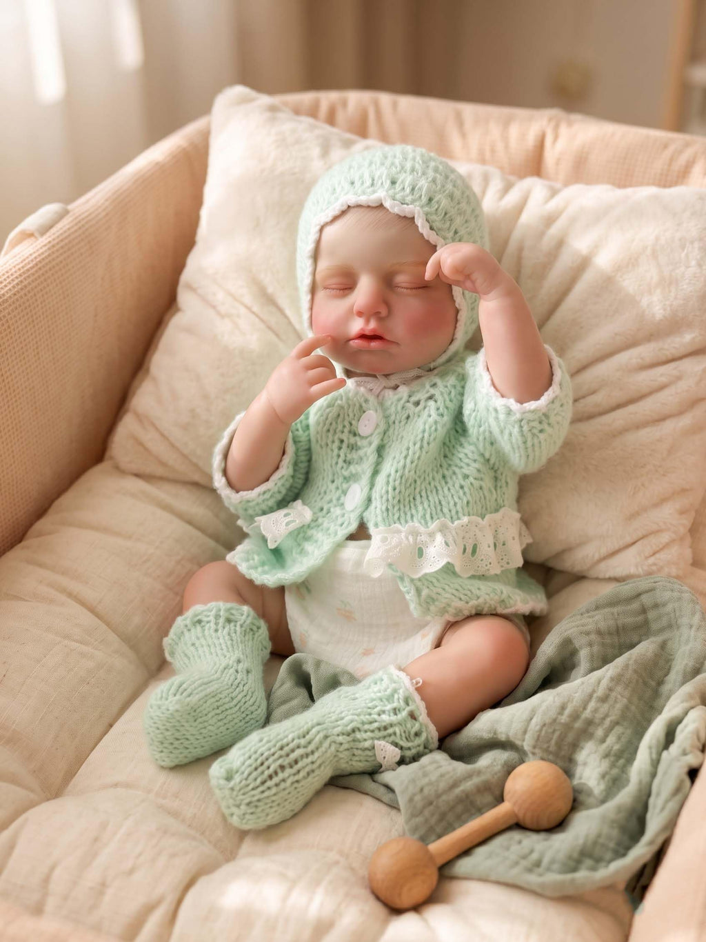 20-Inch Sleeping Reborn Baby Doll with Knitted Hat C5304