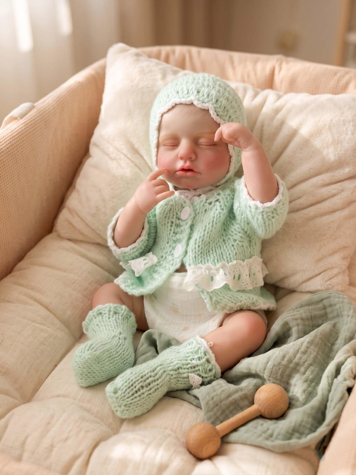 20-Inch Sleeping Reborn Baby Doll with Knitted Hat C5304
