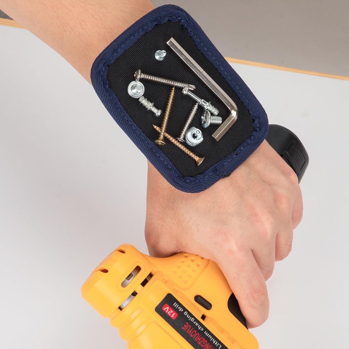 Adjustable Tool Belt with Magnetic Wristband and Pouch Pocket S6743