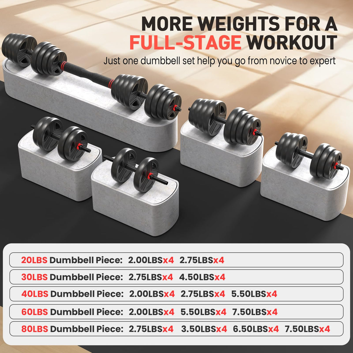 Adjustable Dumbbells Set with Connector J673