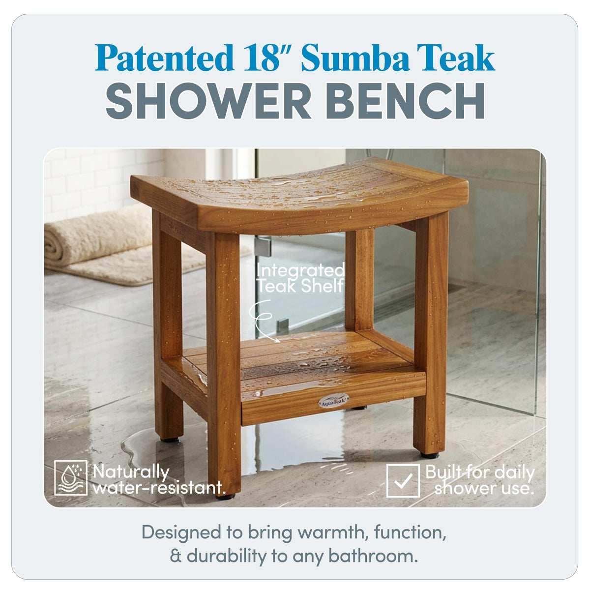 18" Teak Shower Bench Z43145
