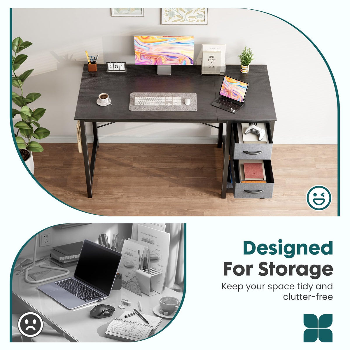 40-Inch Computer Desk with Drawers H872606