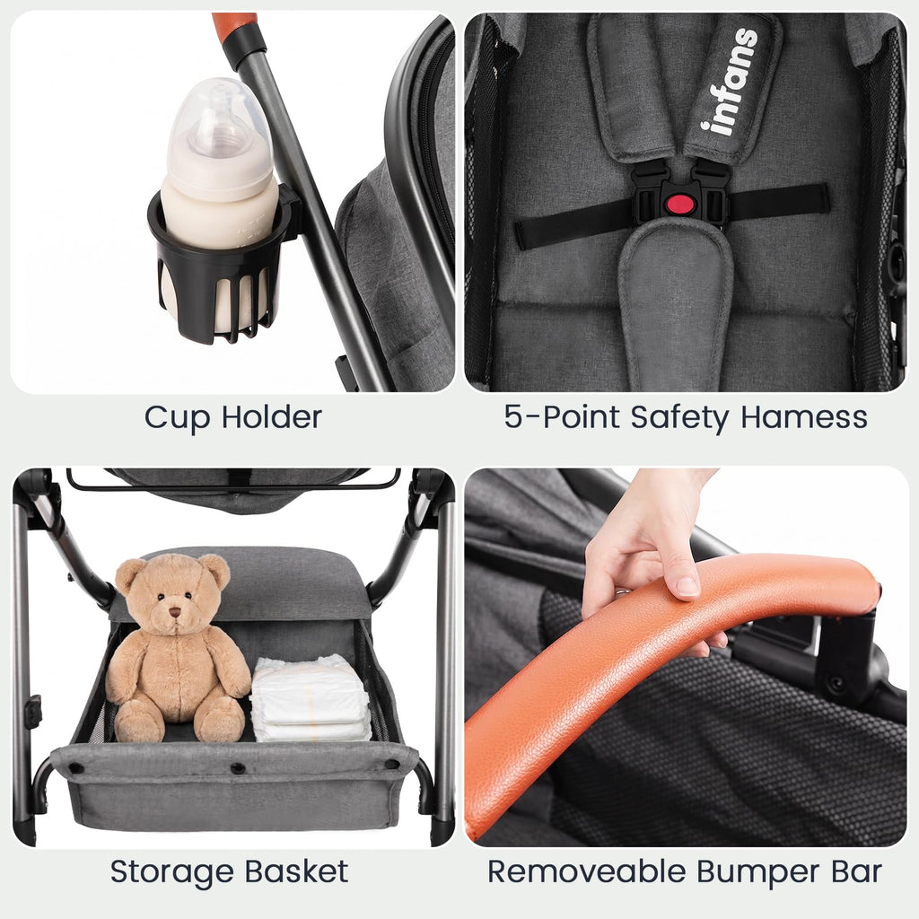 2 in 1 Convertible Baby Stroller with Reversible Seat Y22521