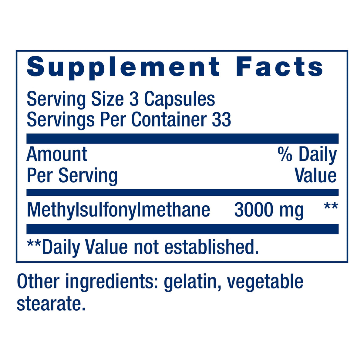 MSM 1000 mg 100 Capsules X511643