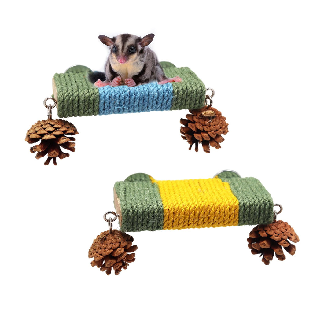 2 Pack Cage Platform with Rope and Pine Cone Decor R44130