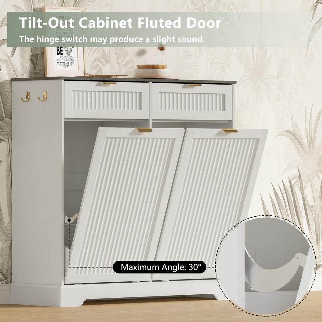 White Double Tilt Out Trash Can Cabinet J121