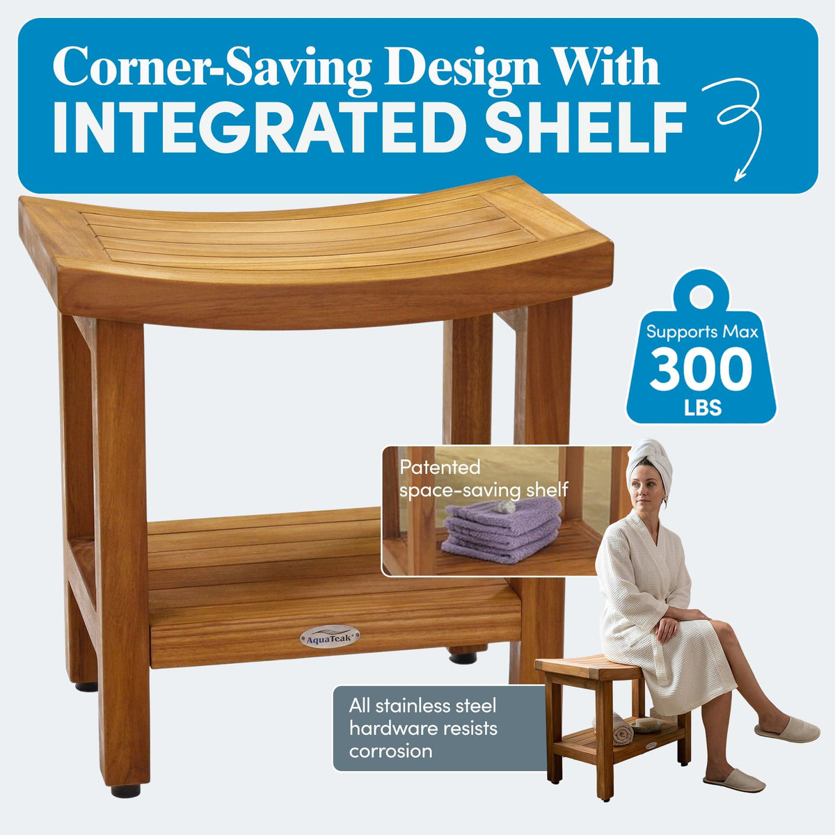 18" Teak Shower Bench Z43145