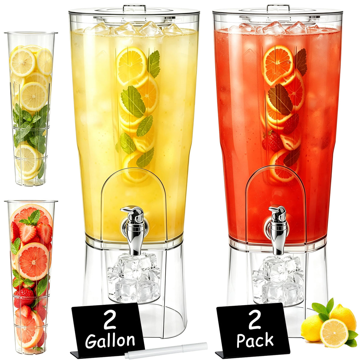 2 Gal Drink Dispensers with Stand & Fruit Infuser Q940970
