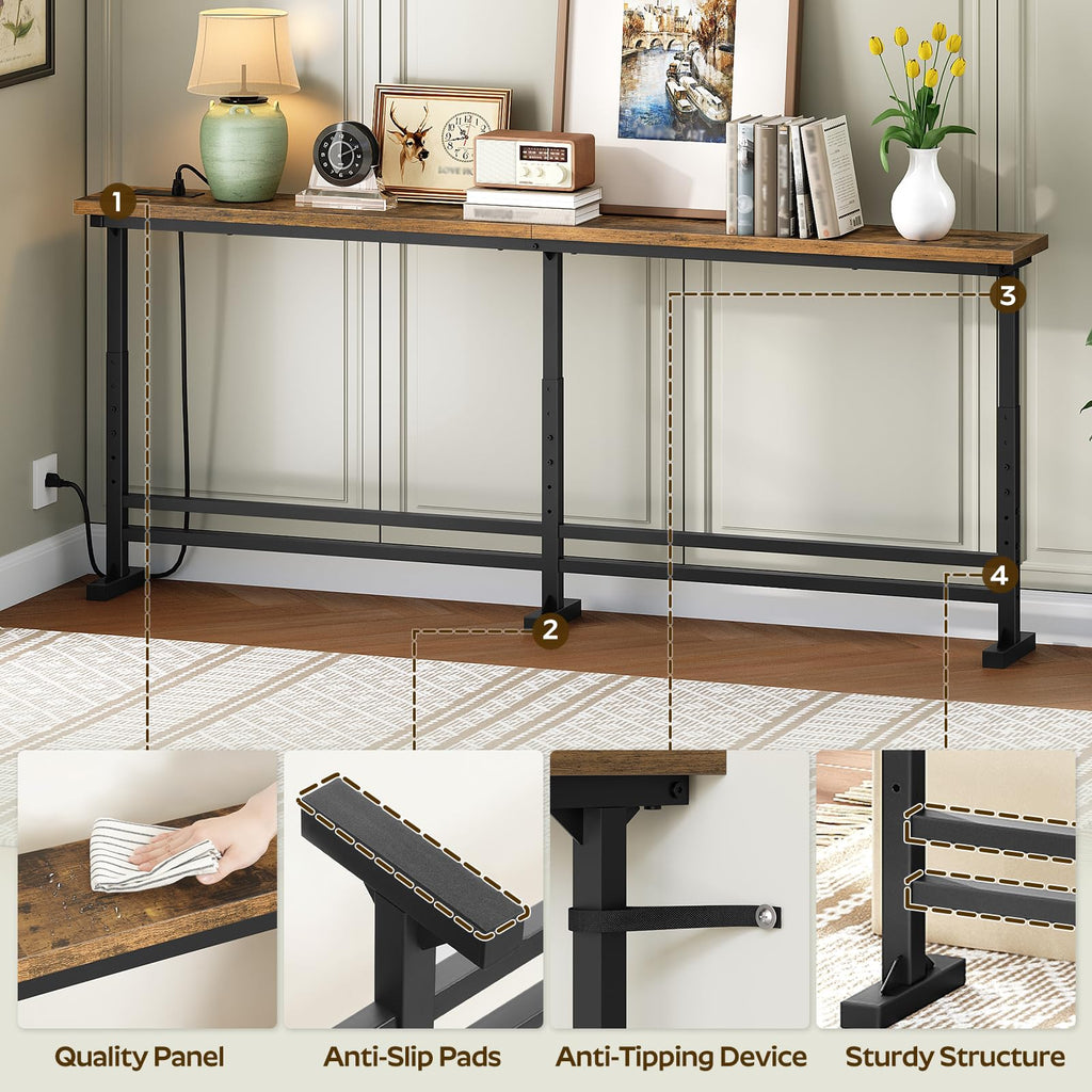 70.9" Console Table with Adjustable Height and Power Outlet L1583