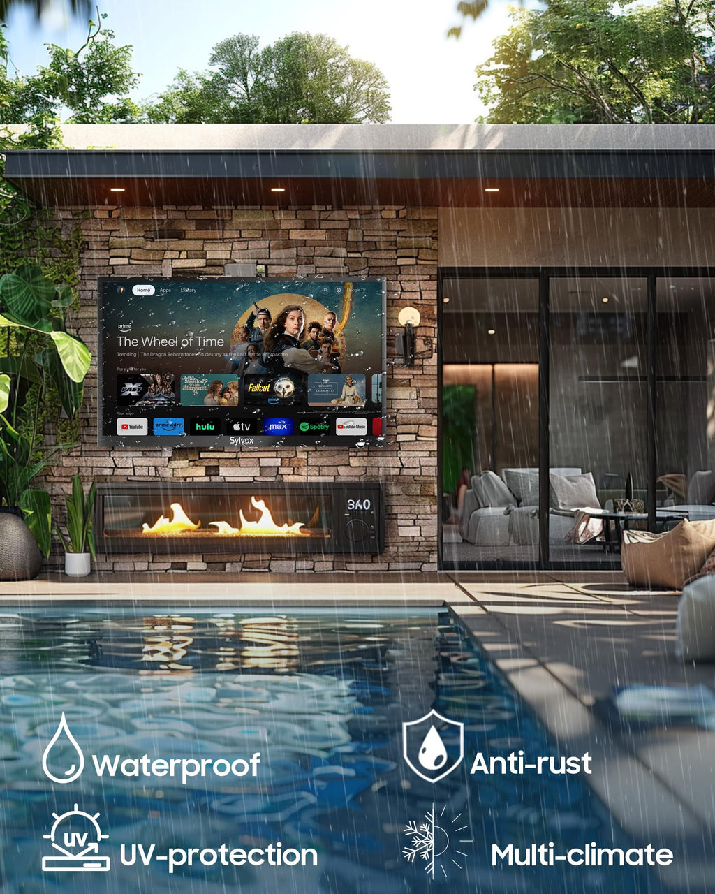 55 inch 2000 Nit 4K IP56 Waterproof Outdoor TV J363