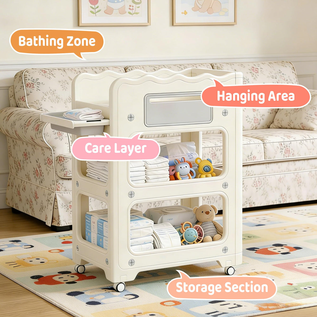 Foldable Portable Baby Changing Table with Storage Baskets K9205