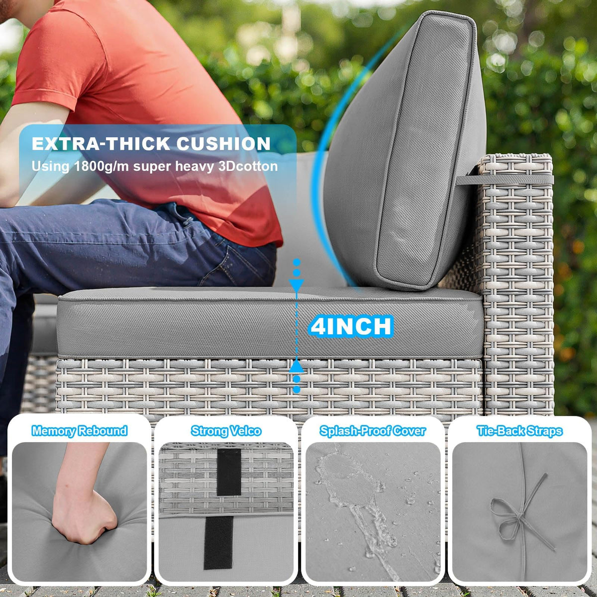 PE Wicker Modular Patio Sofa Set K968965