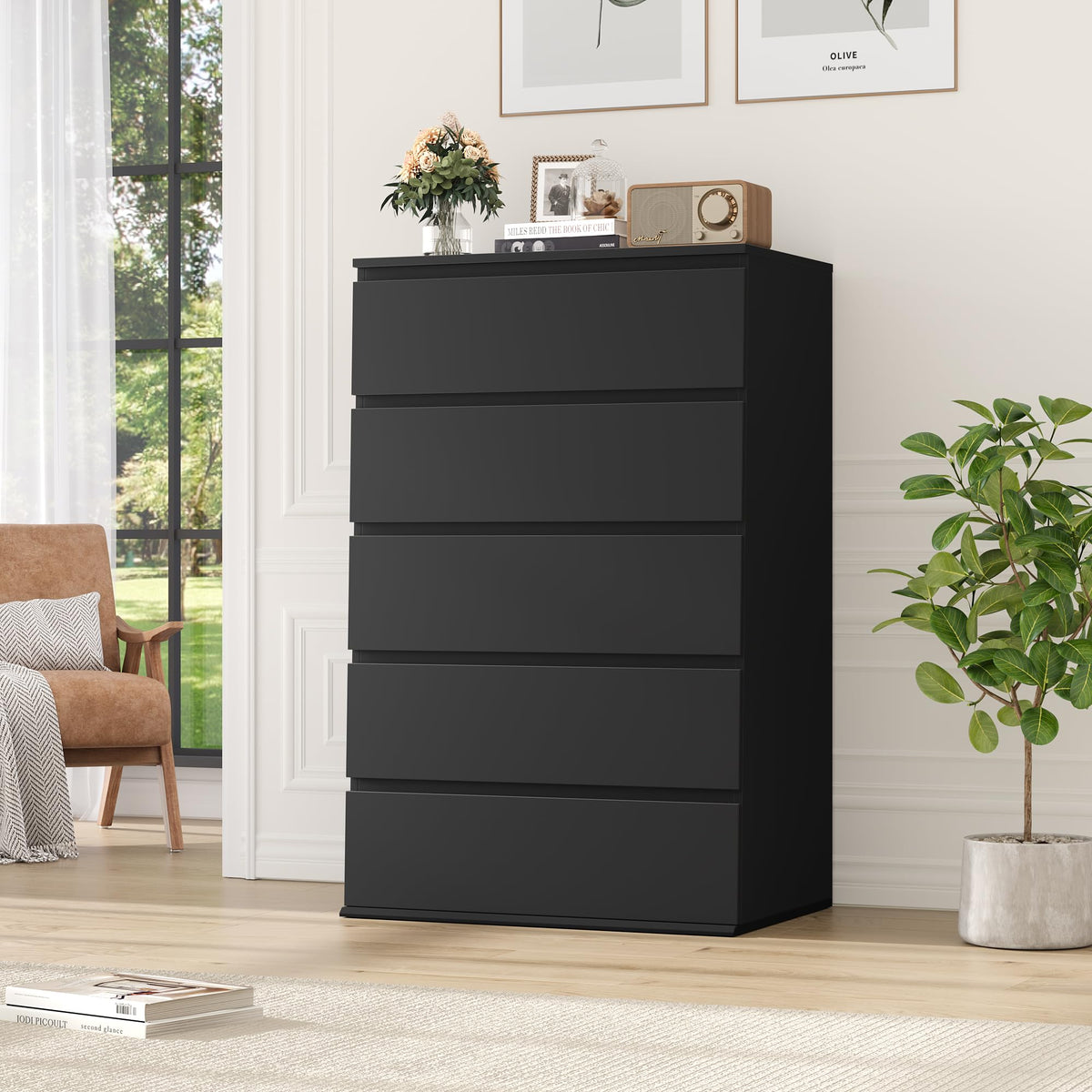 Black 5 Drawer Dresser T258