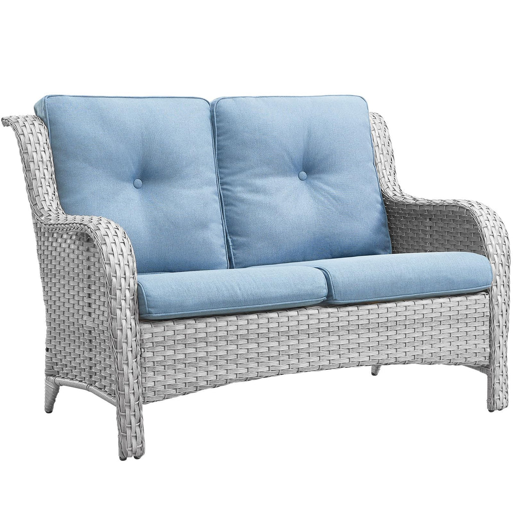 Light Gray Wicker Rattan Outdoor Loveseat Bench Z8860