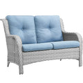 Light Gray Wicker Rattan Outdoor Loveseat Bench Z8860