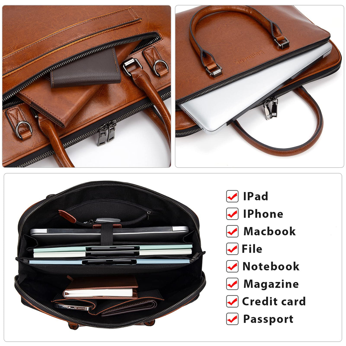 Genuine Leather Laptop Messenger Bag 13.3 15.6 inch V9439