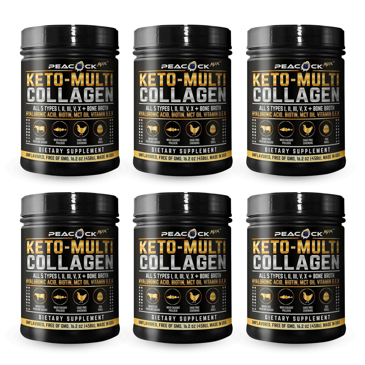 Multi Collagen Protein Powder 16.2 oz Pack of 6 Unflavored W24797