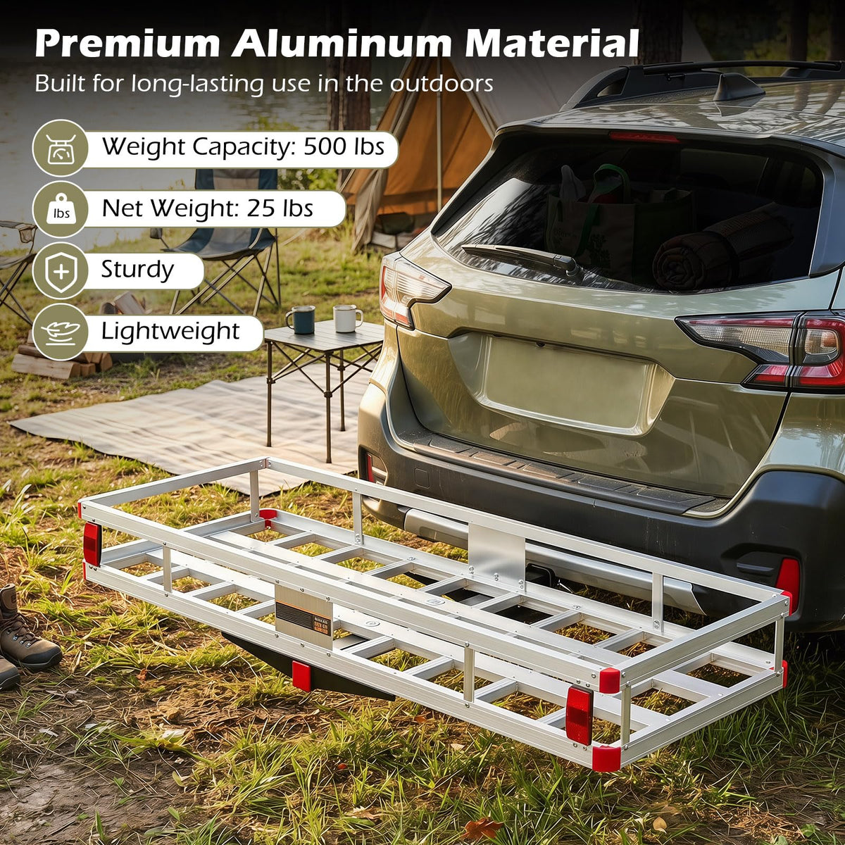 Aluminum Hitch Mount Cargo Carrier with 500LBS Capacity Z168005