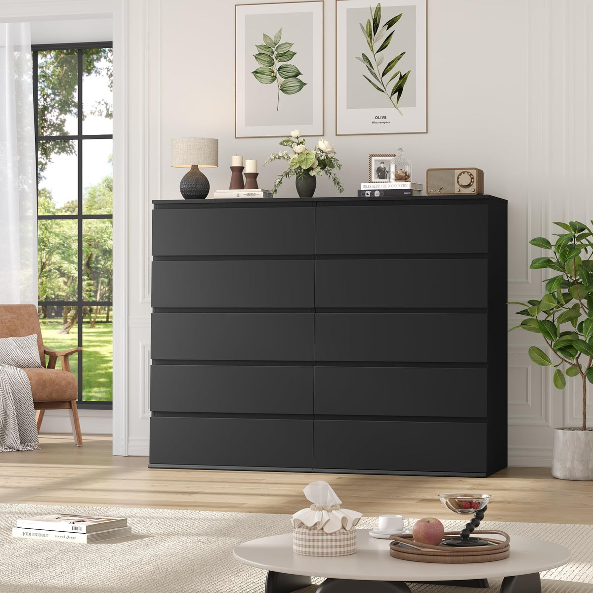 Black 5 Drawer Dresser T258