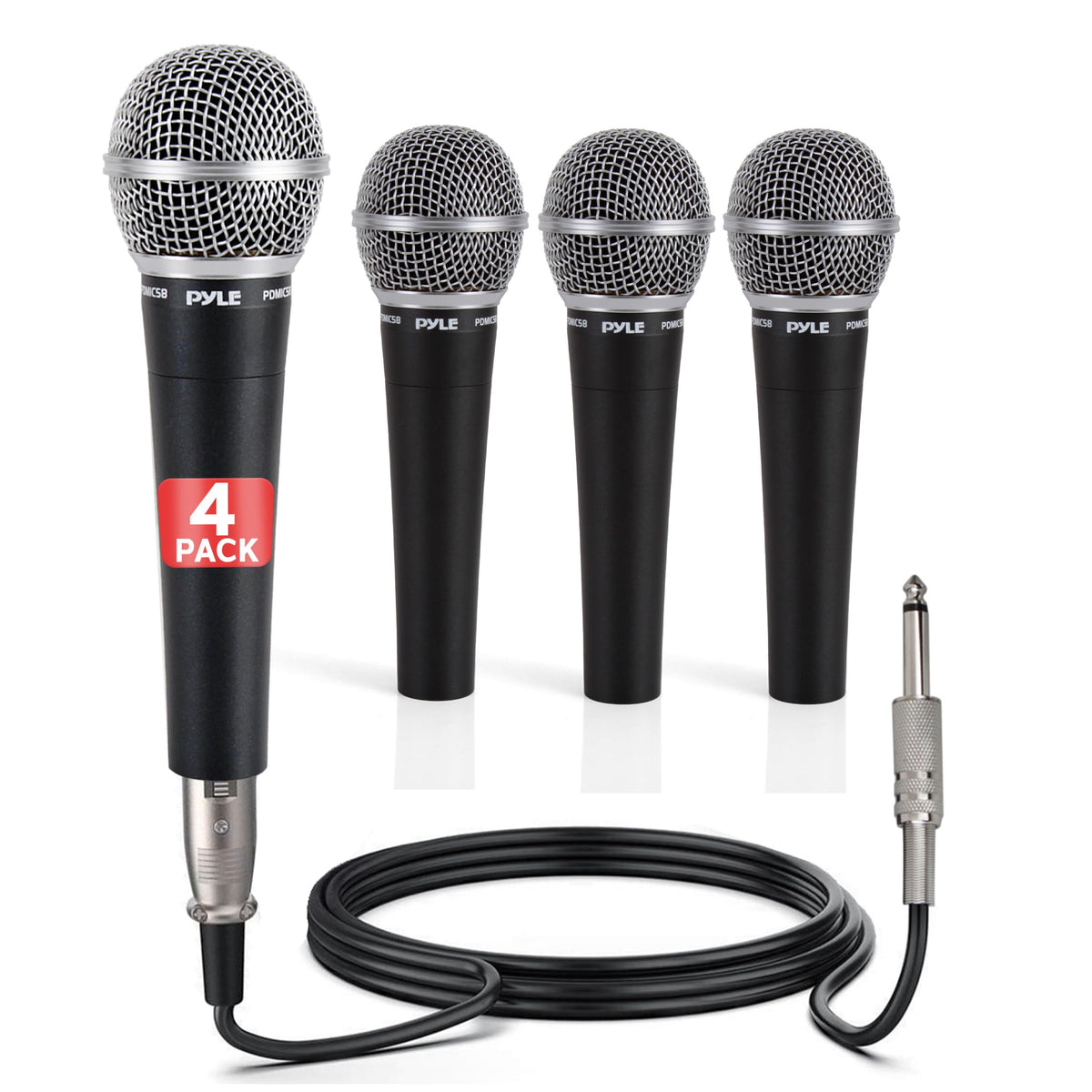 4-Pack Unidirectional Handheld Dynamic Microphone with XLR Cable B3027