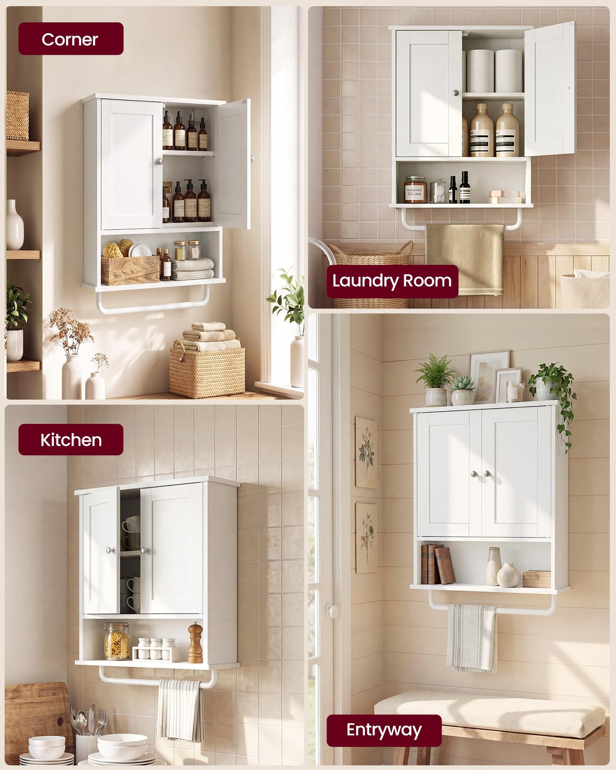 Wall Mounted Cabinet with 2 Doors and Adjustable Shelves L26515