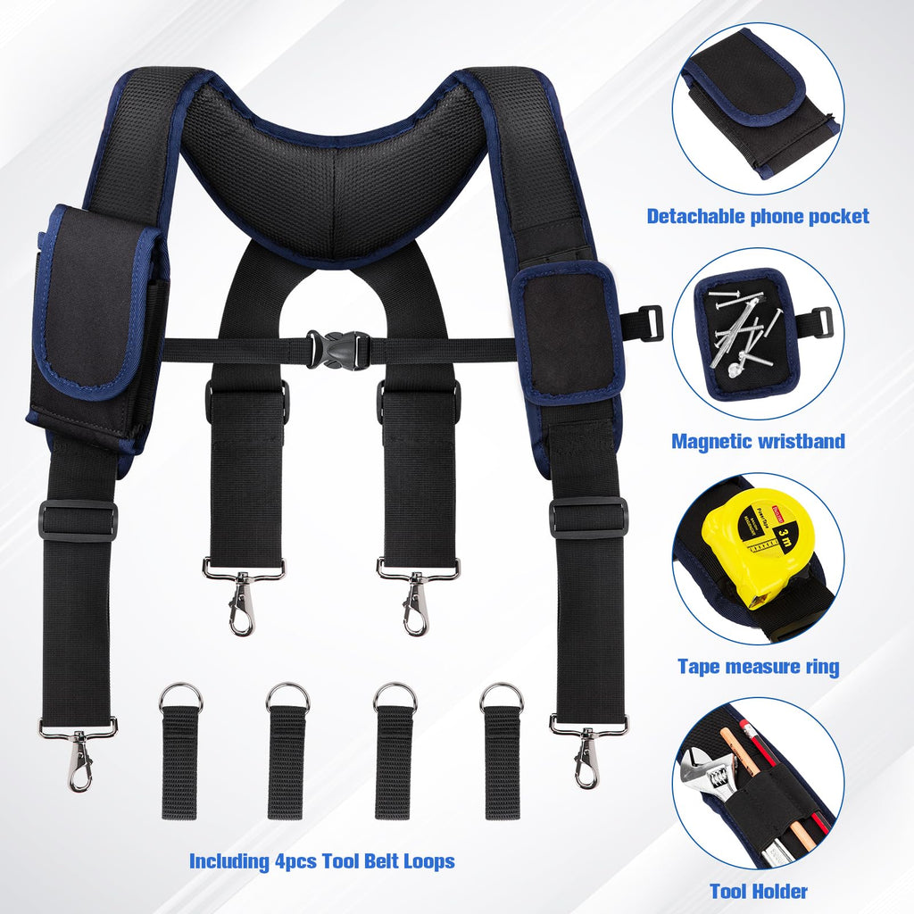 Adjustable Tool Belt with Magnetic Wristband and Pouch Pocket S6743