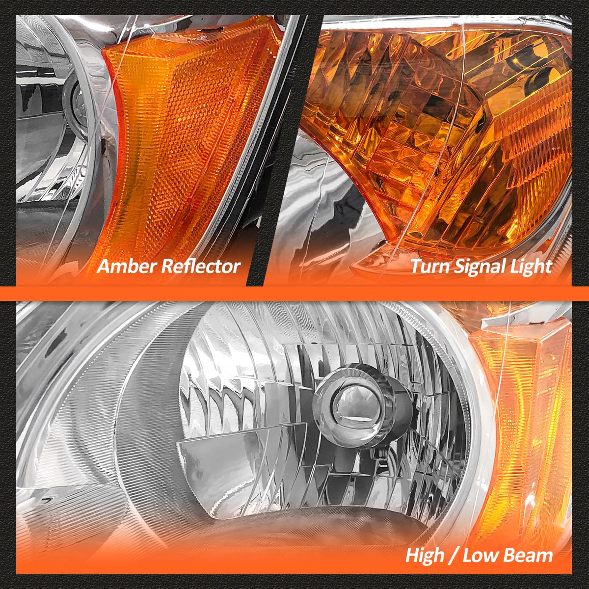 2002-2004 Honda Crv Chrome Headlights Assembly Pair F208