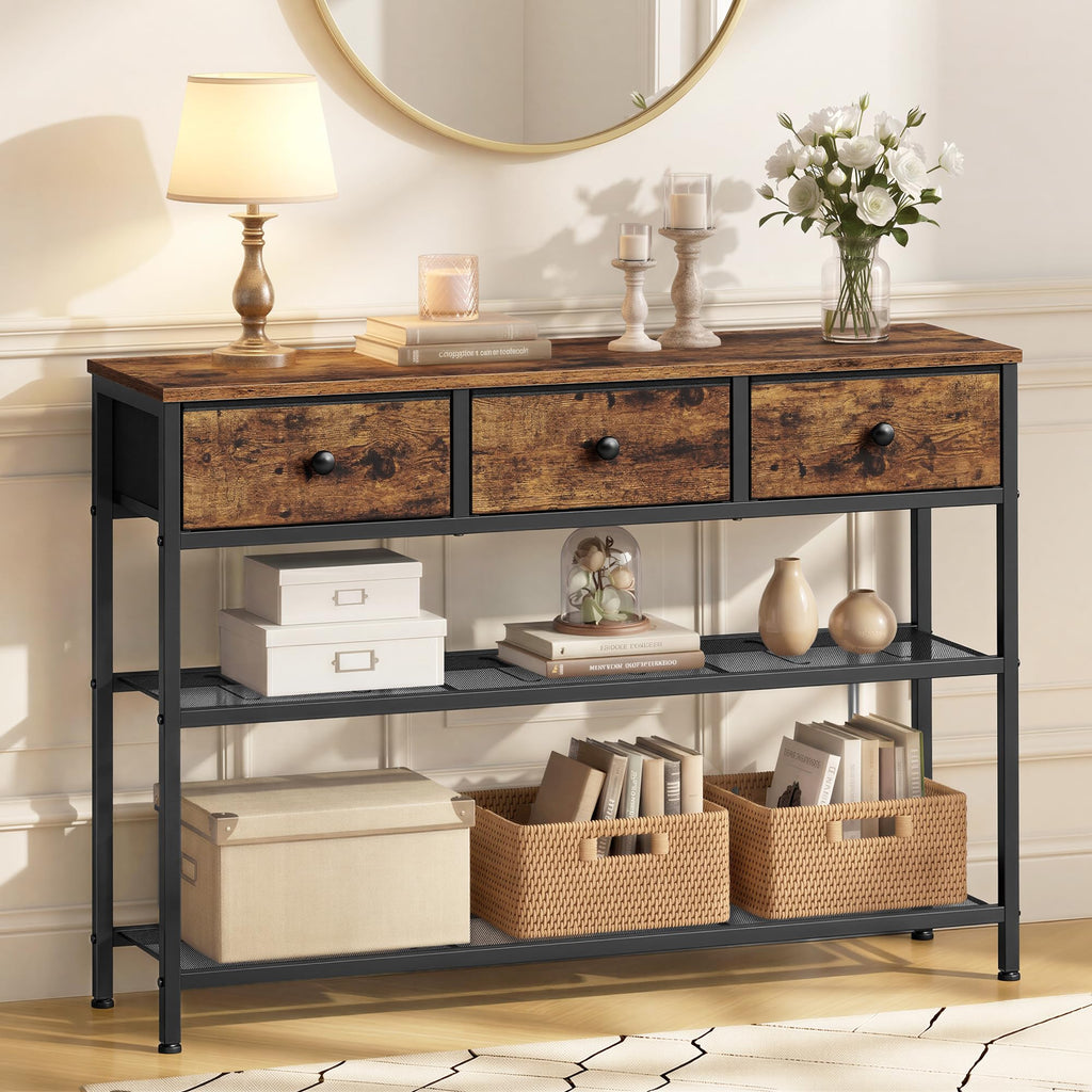 Console Table with 3 Fabric Drawers A924027