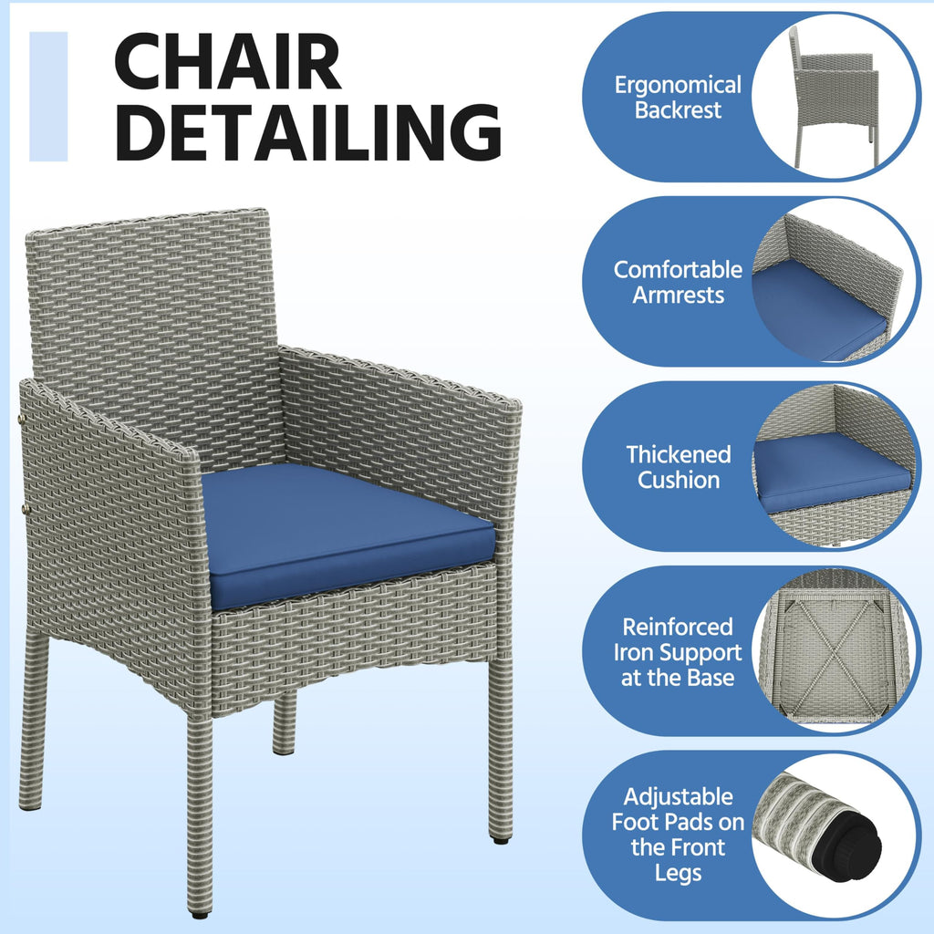 4 Pieces Rattan Wicker Patio Furniture Set with Cushion and Glass Table T45568