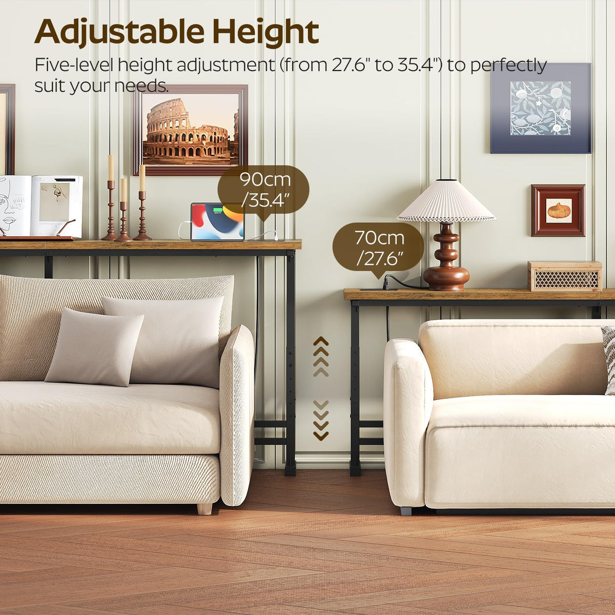 70.9" Console Table with Adjustable Height and Power Outlet L1583