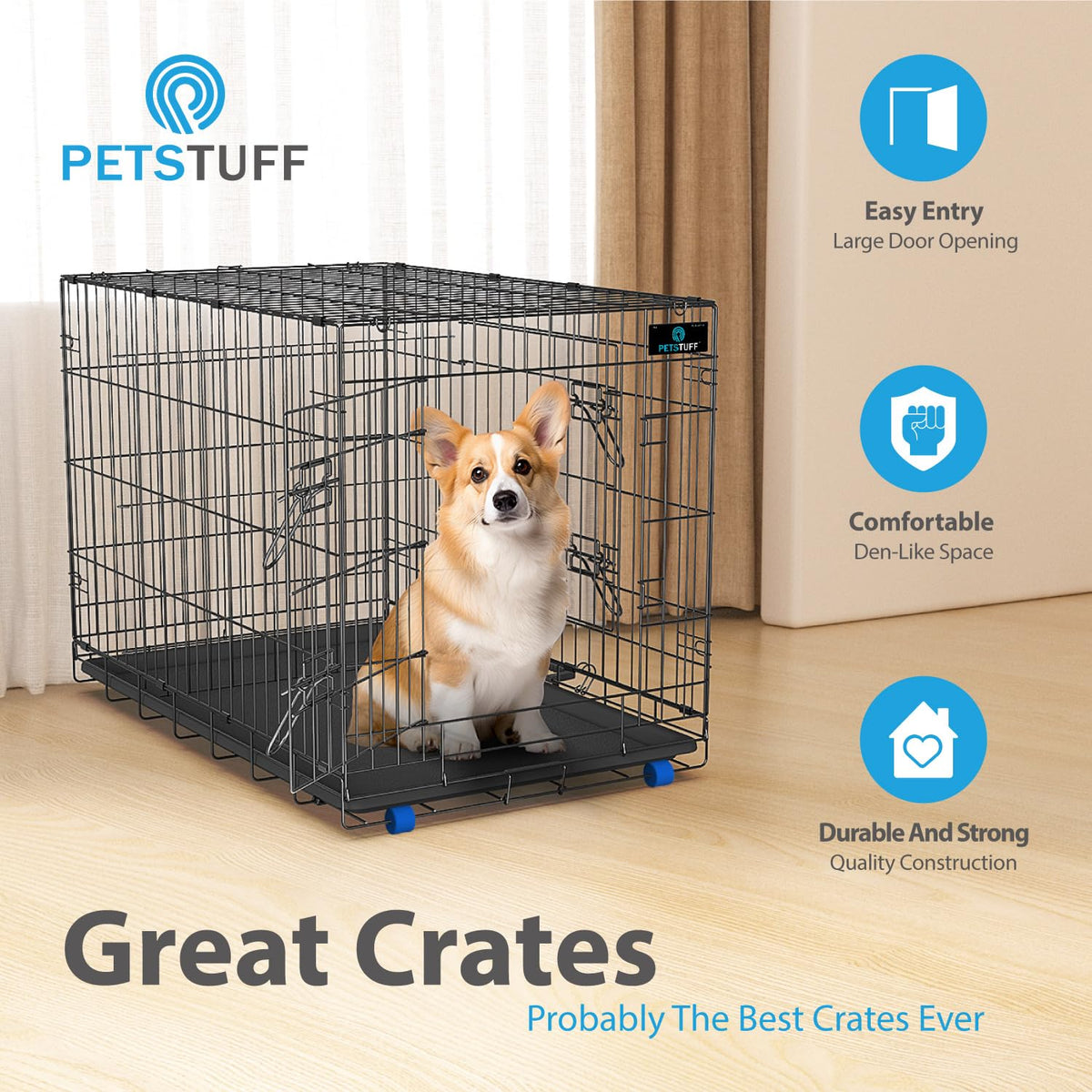 36” Large Heavy-Duty Foldable Dog Crate with Divider Panel B11163