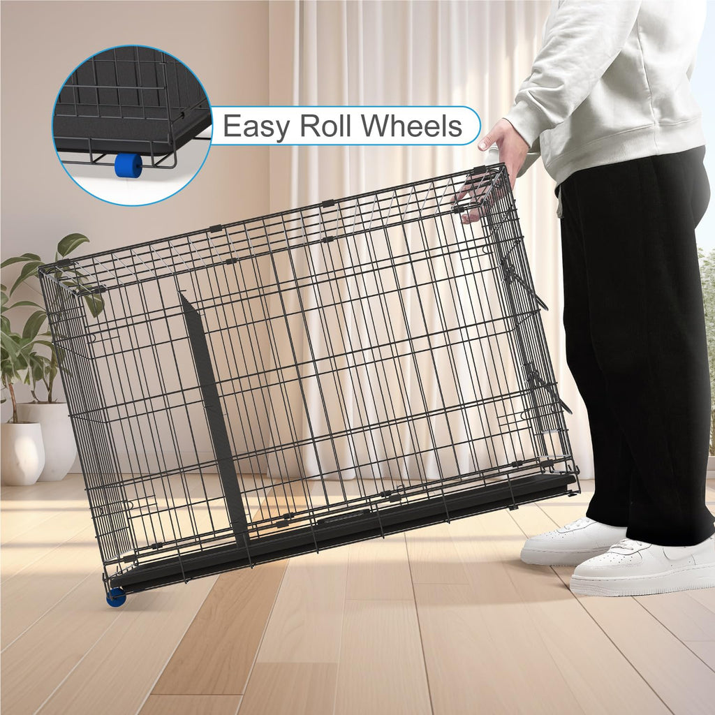36” Large Heavy-Duty Foldable Dog Crate with Divider Panel B11163