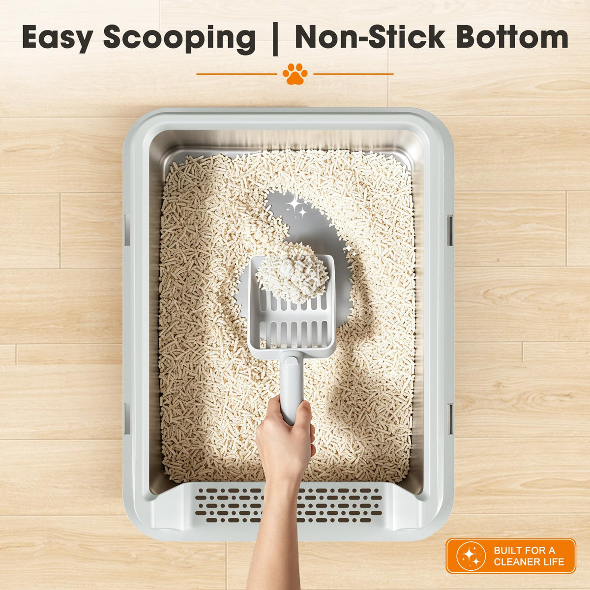 Stainless Steel High Sided Cat Litter Box with Lid W18266