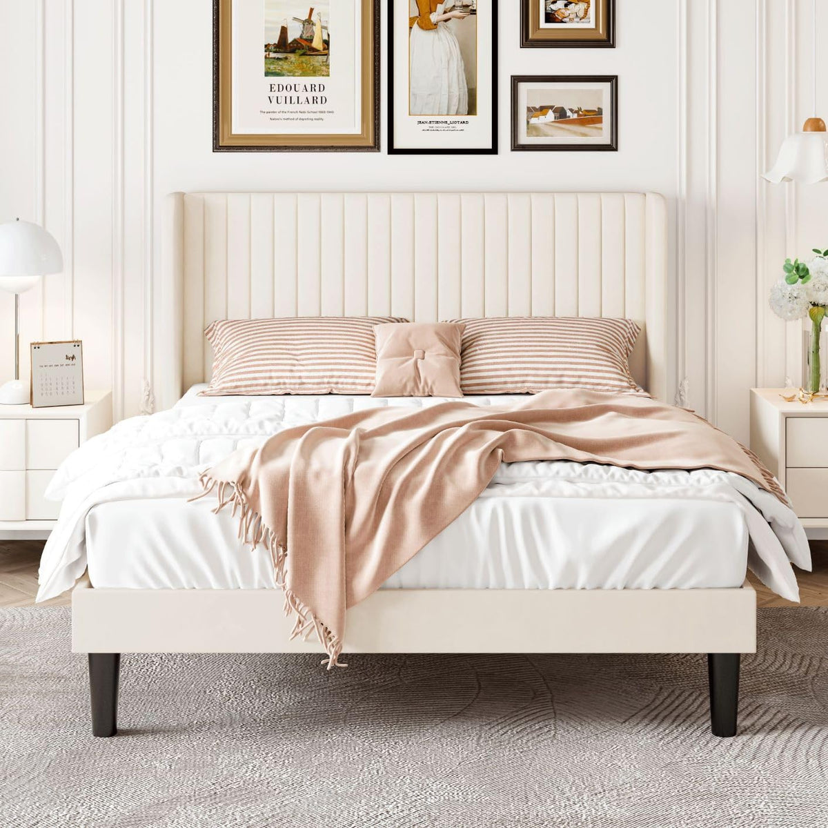 Queen Size Cream Velvet Bed Frame H81002