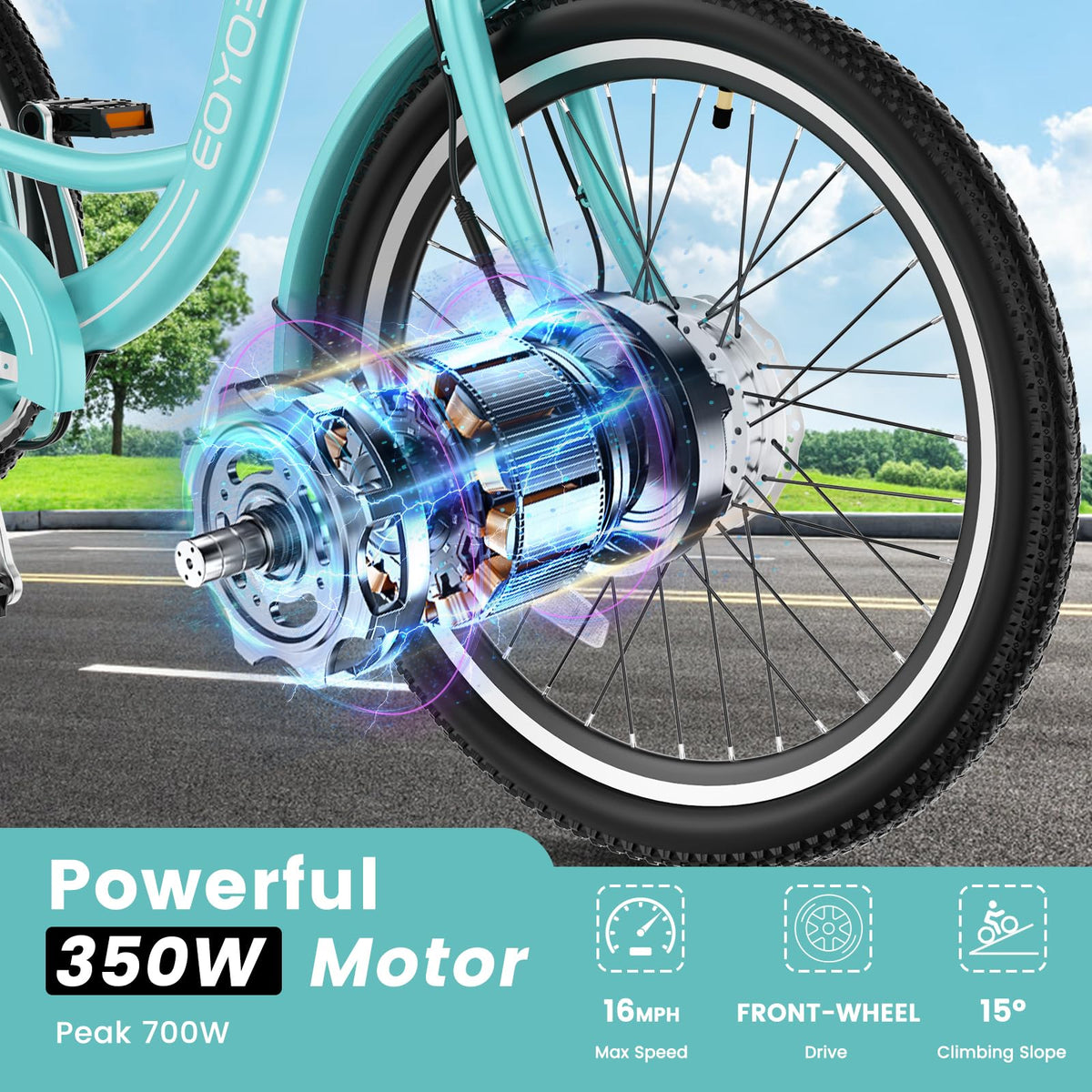 24/26 Inch 350W Electric Tricycle with Removable 36V Battery and Rear Basket T723700