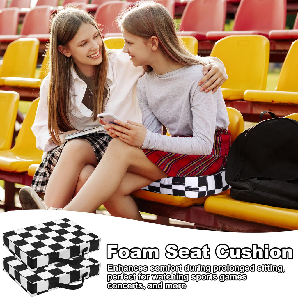 2 Pcs Extra Thick Portable Water-Repellent Stadium Seat Cushions with Handle I647120