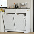 White Double Tilt Out Trash Can Cabinet J121