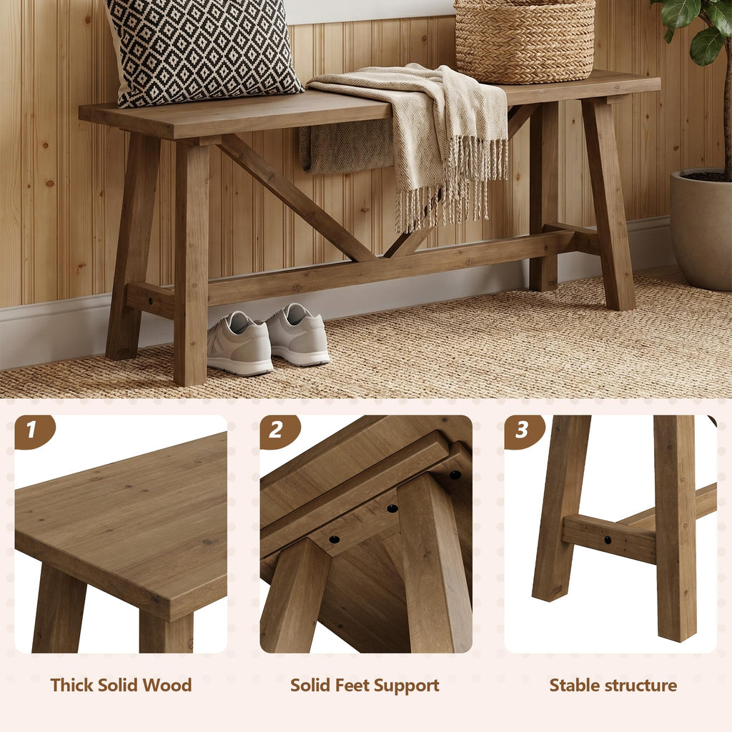 43" Solid Wood Bench V980
