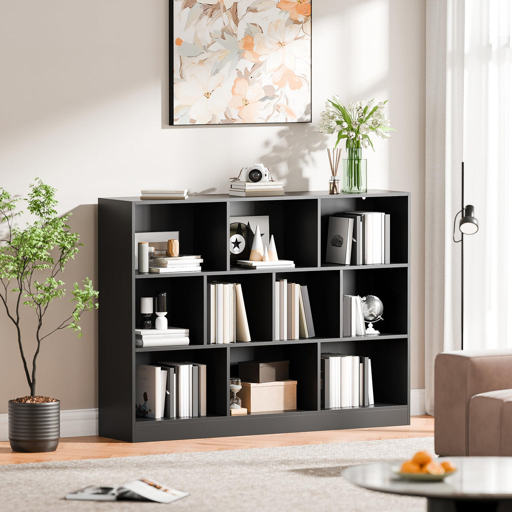 Black 3-Tier 10 Cube Storage Organizer Bookshelf R26779