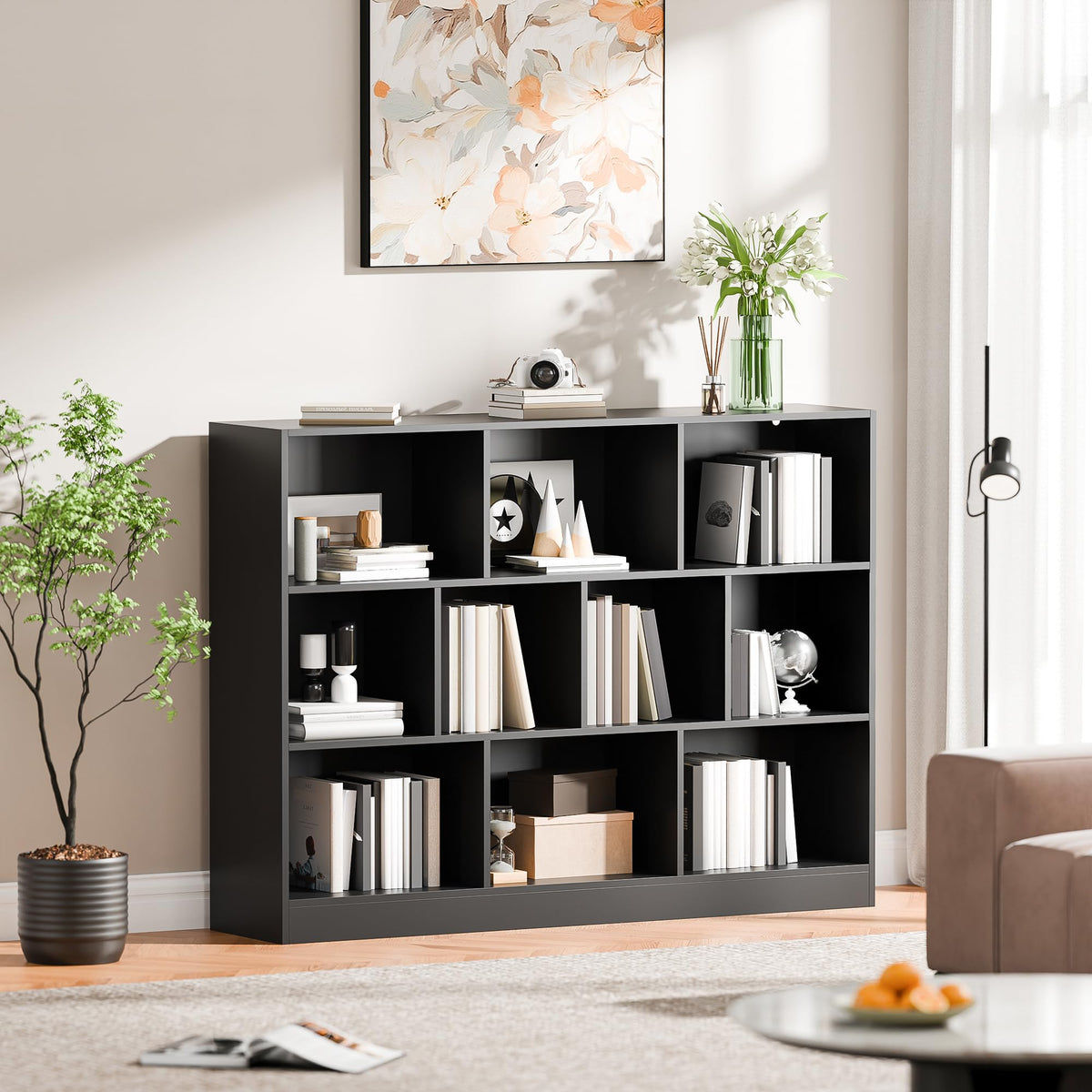 Black 3-Tier 10 Cube Storage Organizer Bookshelf R26779