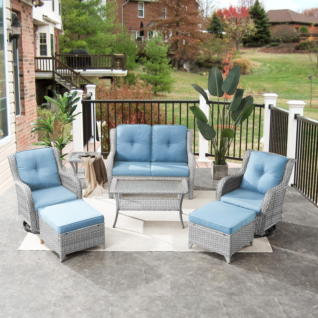 Light Gray Wicker Rattan Outdoor Loveseat Bench Z8860