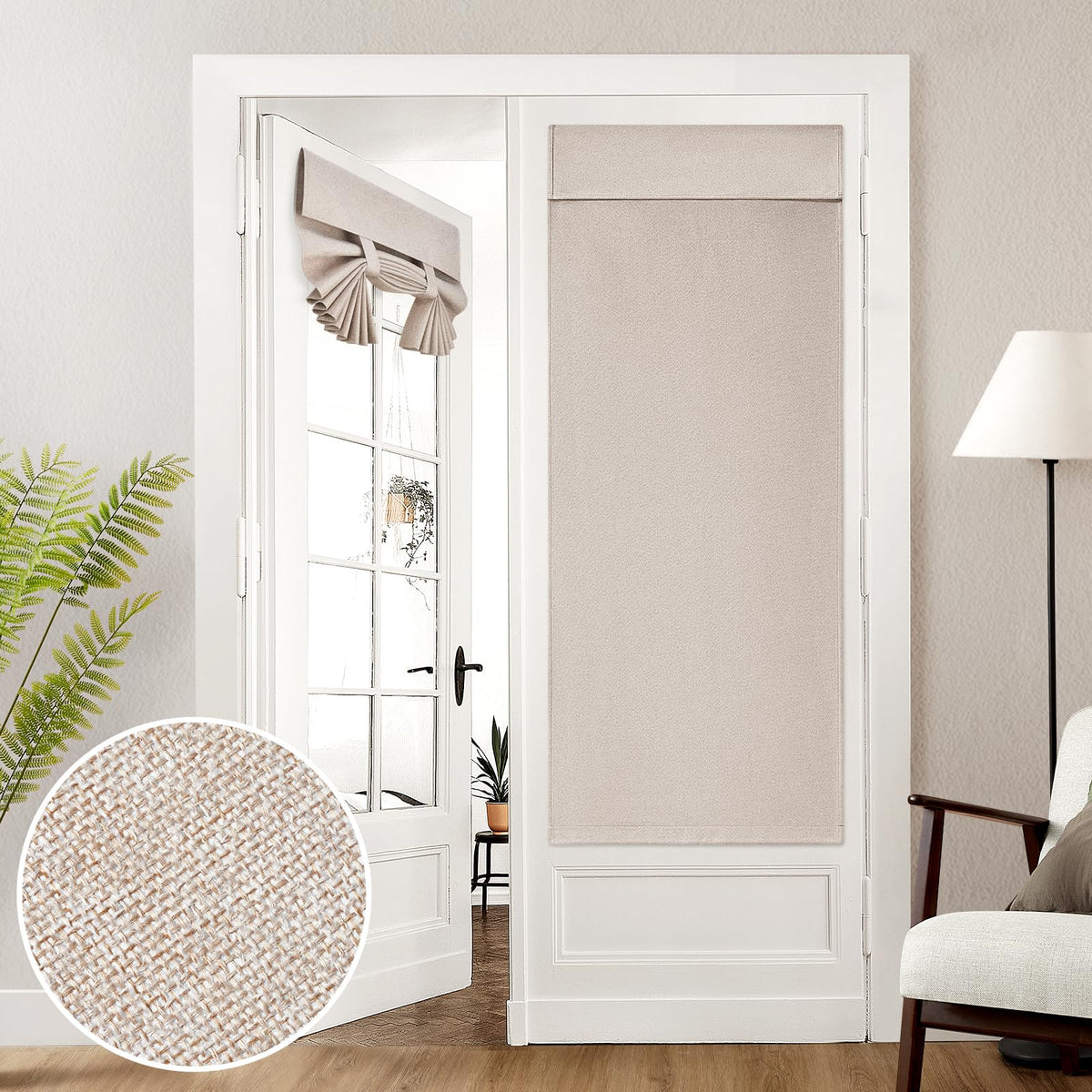 100% Blackout Linen Door Curtains 26x68 Inch E195