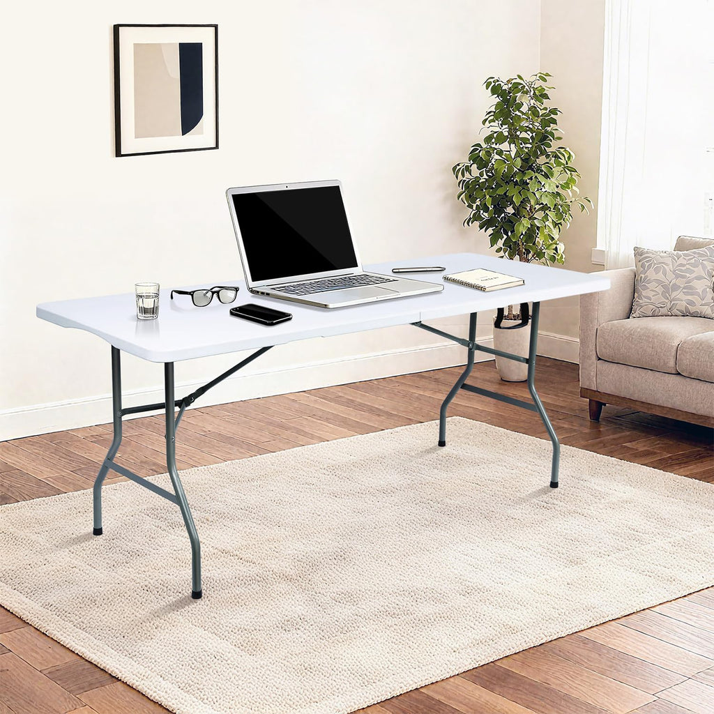 6ft Folding Table with Built in Handle & Steel Legs S394996