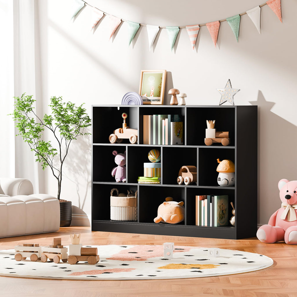 Black 3-Tier 10 Cube Storage Organizer Bookshelf R26779