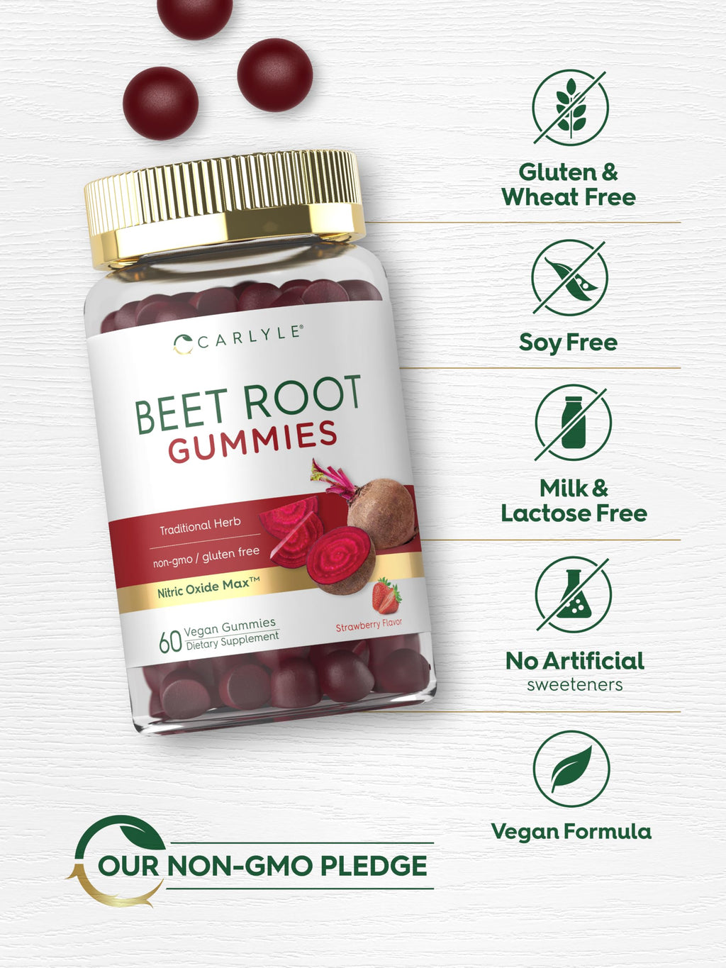 Beet Root Gummies 60 Count Strawberry Flavor O857
