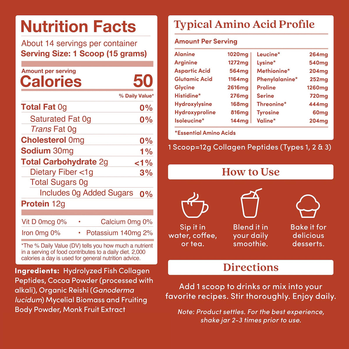 Chocolate Marine Collagen Peptides Powder, 7.41 Oz E732