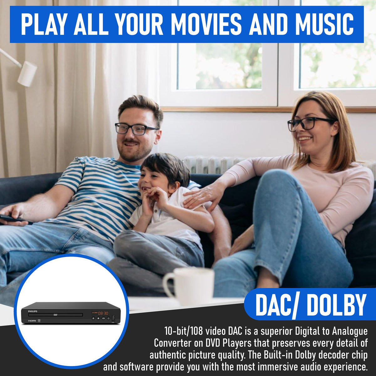DVD Player with HDMI Port 1080P All Region USB Input Remote Control C478